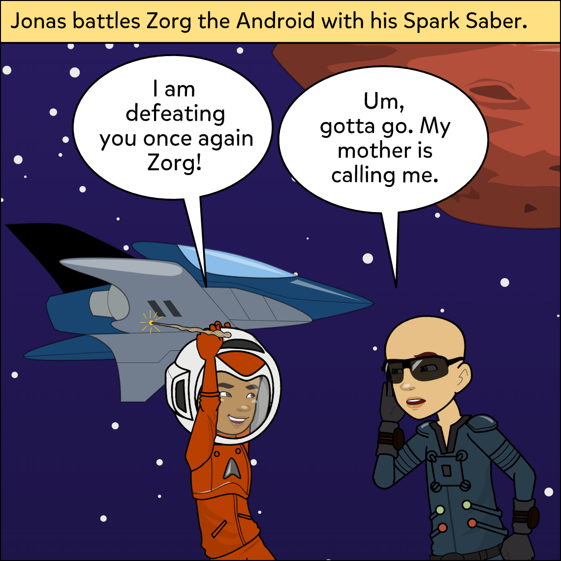 Verb Tenses - Exemplar comic, panel 2