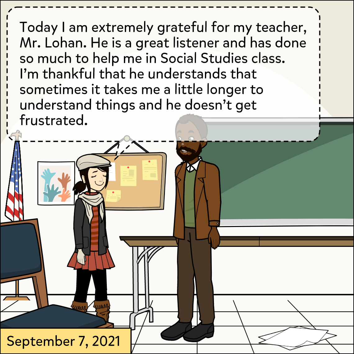 Gratitude Journal - Exemplar comic, panel 3